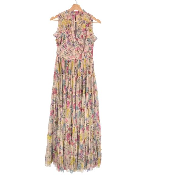 chinese dress ladies Posetta Strapless Floral Embellished Maxi Dress Purple